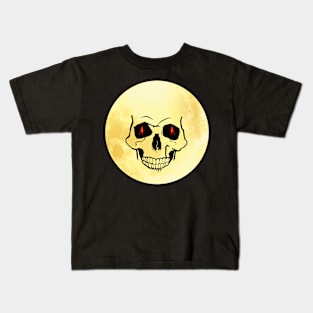 full yellow moon skull face Kids T-Shirt